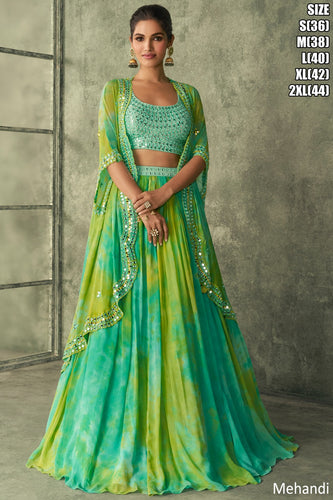 Mehendi night - shaded green Lehenga with koti