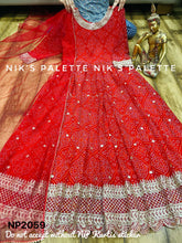 Niks collection - red georgette bandhani (plus size too)