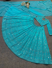 Clear ocean blue Lehenga