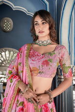 Bridesmaids - pink Chinnon digital print Lehenga