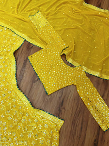 Yellow mirror work Lehenga