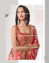 Florini collection - chilli red floral saree