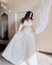 White lucknowi Lehenga