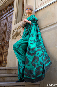 Ready for Ascot? Printed soft satin crepe sarees