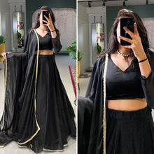 Rangoli silk plain Lehenga in black