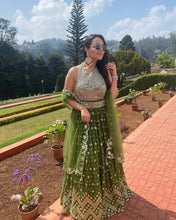 Leaf green and silver sequins Lehenga
