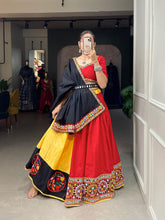 Colourful fusion with traditional gamthi work pure cotton readymade Lehenga