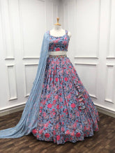 Blue floral readymade Lehenga