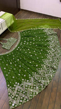 Leaf green and silver sequins Lehenga