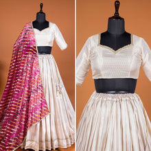 White jacquard silk Lehenga