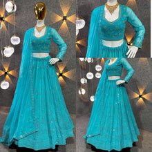 Clear ocean blue Lehenga