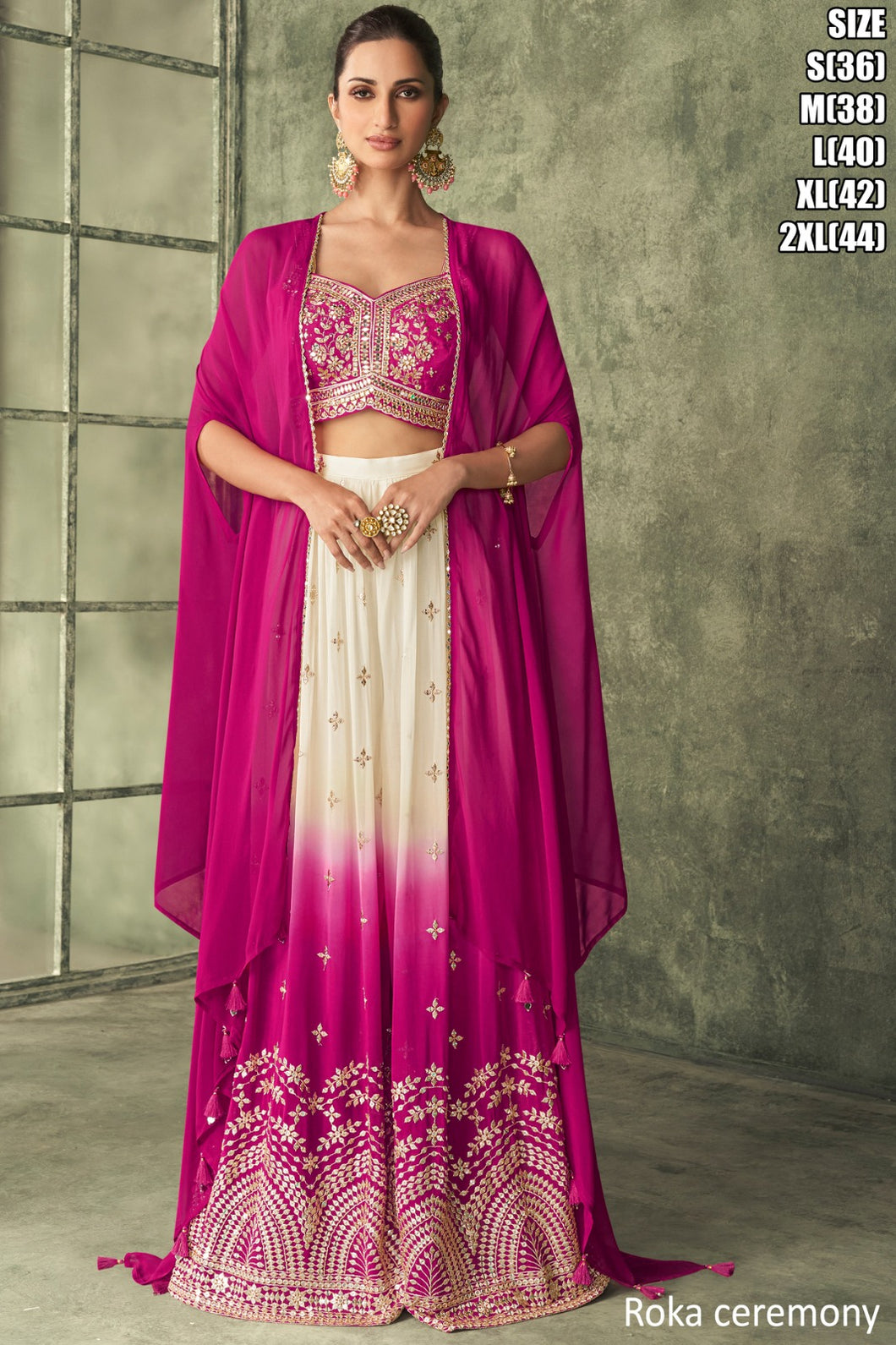 Roka ceremony - indo western style palazzo with koti