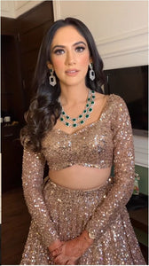 Champagne rose sequinned Lehenga