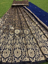 Navy blue silk zari Lehenga (skirt stitched)