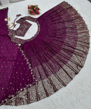 Partywear ombré effect magenta Lehenga