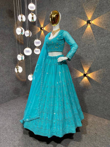 Clear ocean blue Lehenga