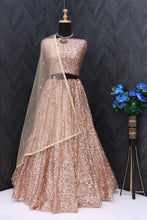 Champagne rose sequinned Lehenga