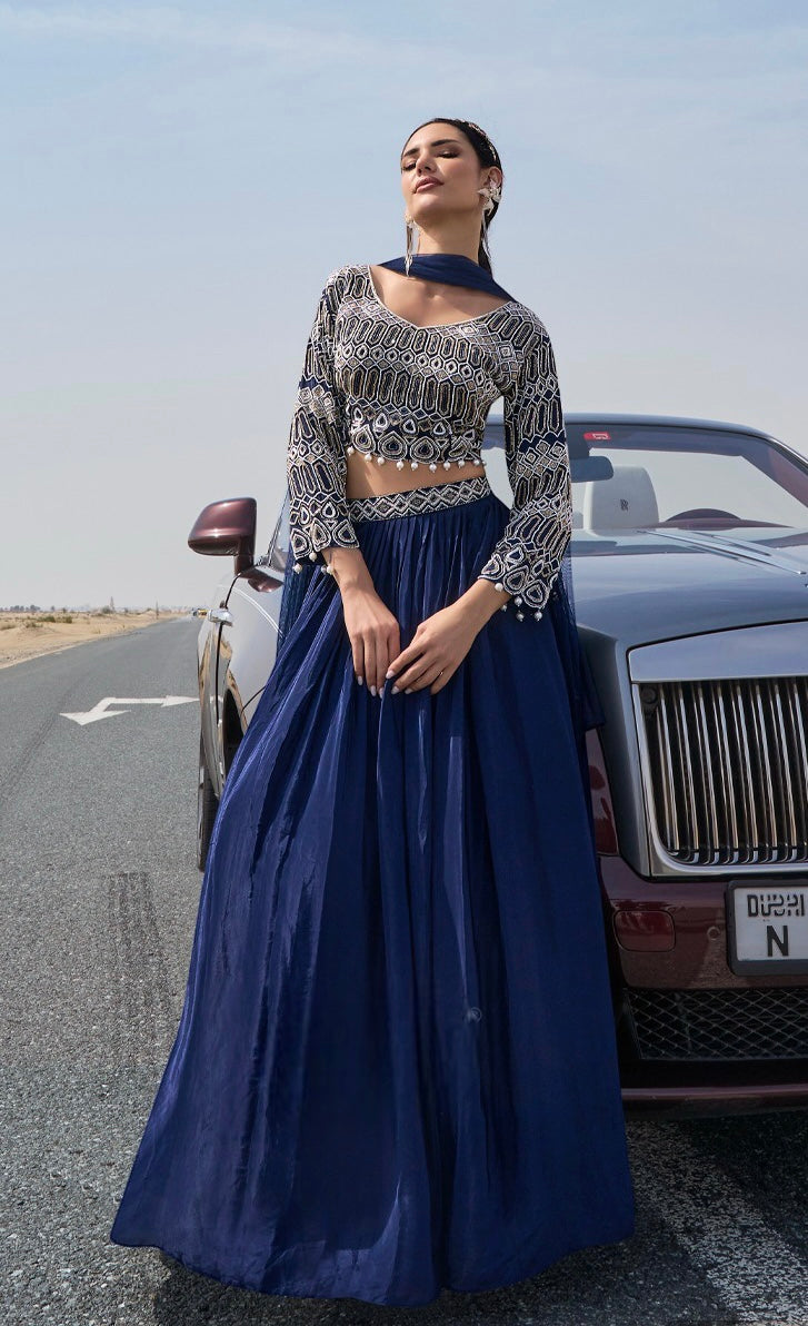 Boutique collection - blue simple and elegant Lehenga readymade