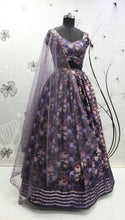 Purple digital floral Lehenga