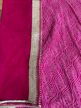 Flowy printed crepe silk pink bandhani Lehenga