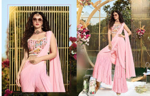 Boutique collection - Soft pink sharara style saree with shells