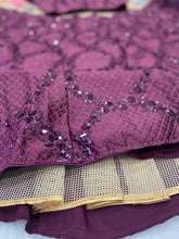 Plum silk sequins Lehenga