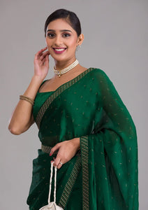 Swarovski diamond work saree with Swarovski belt