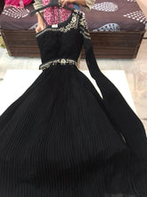 Indo western - Black one shoulder crinkle gown (black tie event)