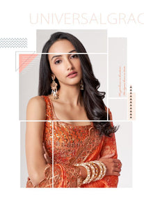 Florini collection - orange floral saree