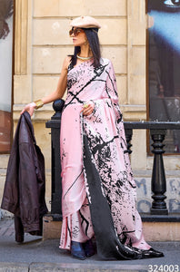 Ready for Ascot? Printed soft satin crepe sarees