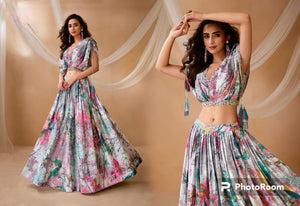 Boutique collection - Indo western silvery Lehenga