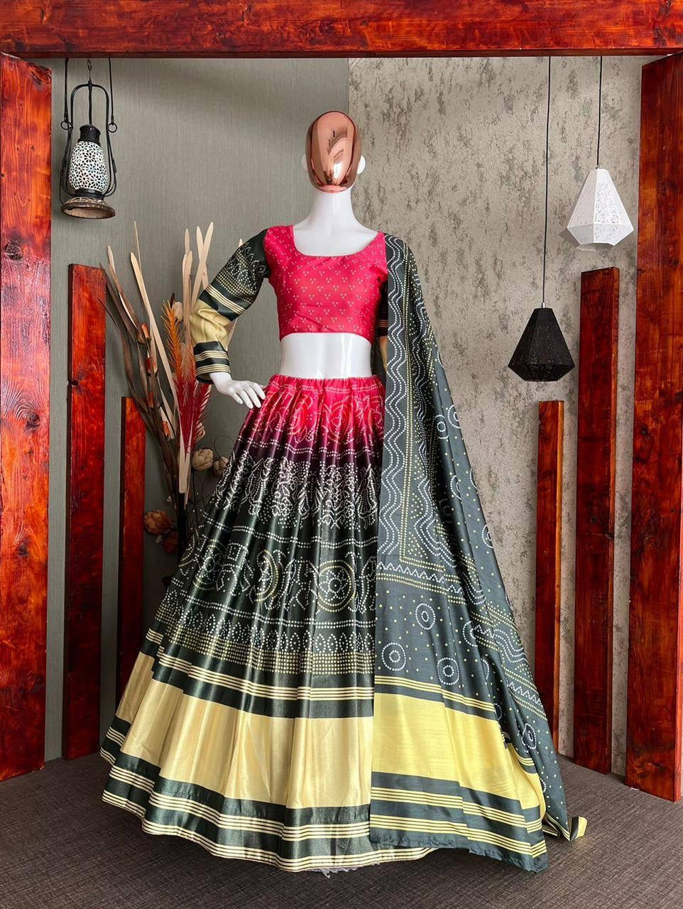 Digital bandhani print lehengas