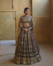 Sabyasachi inspired glitter ombré effect Lehenga with sabyasachi inspired belt
