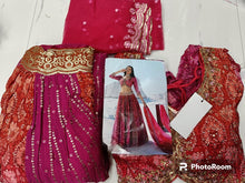 Red and pink Lehenga