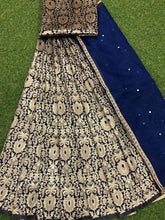 Navy blue silk zari Lehenga (skirt stitched)