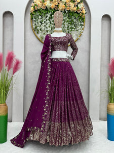 Partywear ombré effect magenta Lehenga