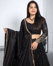 Partywear ombré effect black Lehenga