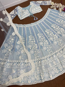 Icy blue chine sequins Lehenga