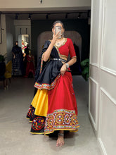 Colourful fusion with traditional gamthi work pure cotton readymade Lehenga