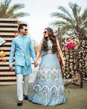 Bollywood inspired sky blue chine sequins Lehenga