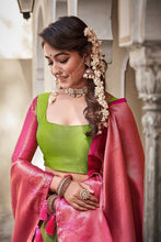 Parrot green Traditional silk Lehenga in its simplest form