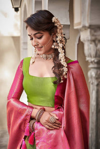 Parrot green Traditional silk Lehenga in its simplest form