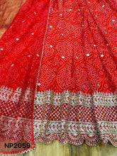 Niks collection - red georgette bandhani (plus size too)