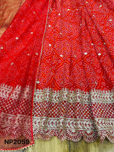 Niks collection - red georgette bandhani (plus size too)