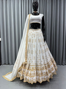 White and gold mirror look Lehenga