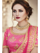 Pink and gold embroidered lehenga