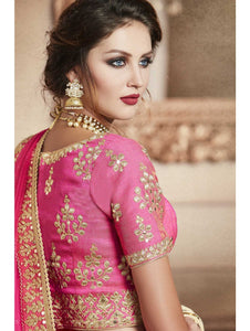 Pink and gold embroidered lehenga