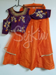 Purple cold shoulder lehenga