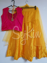 Floral pink and yellow lehenga