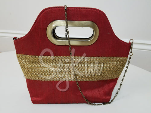 Red silk tote